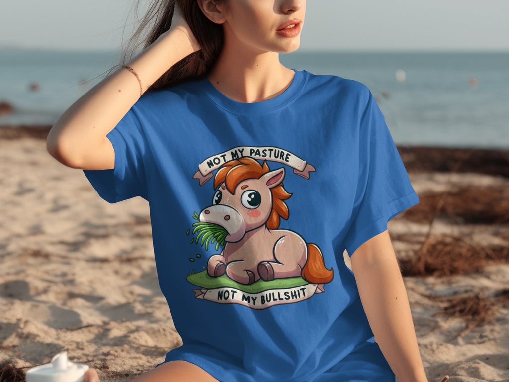 Not My Pasture Cute Horse With Phrase Funny Slogan T-Shirts