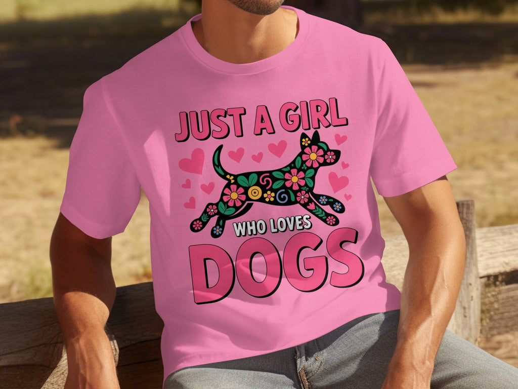 Just A Girl Who Loves Dogs Floral Dog Design T-Shirts