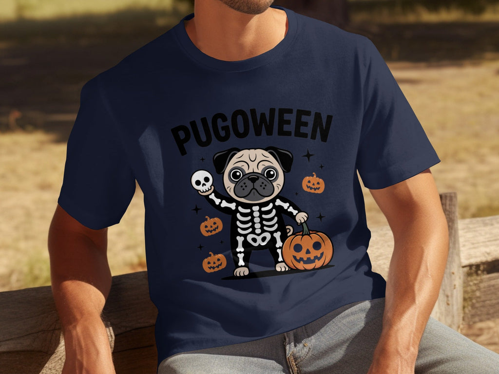 Pugoween Halloween Pug Dog Skeleton Costume T-Shirts