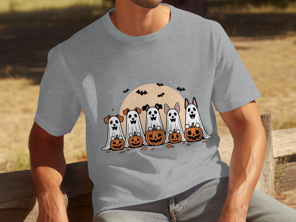 Spooky Dog Ghosts With Pumpkins Halloween Cute Season T-Shirts