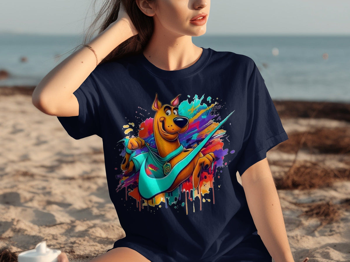 Scooby Doo With Nike Logo Trendy Colorful Splash T-Shirts