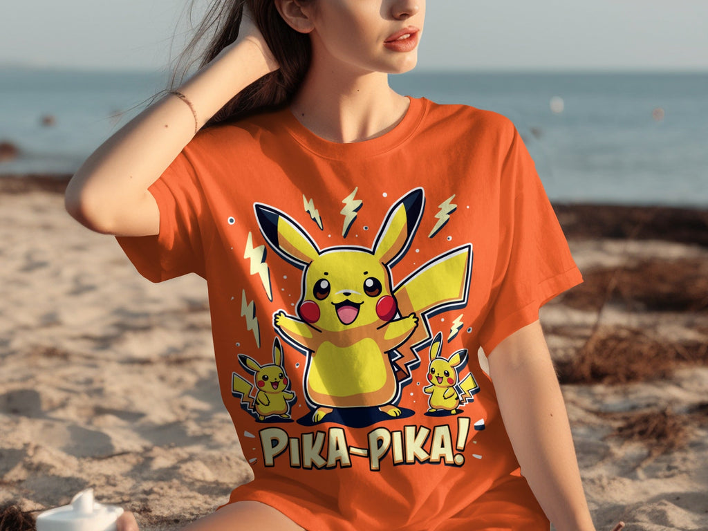 Pika Pika Pikachu With Electrical Arcs Design T-Shirts