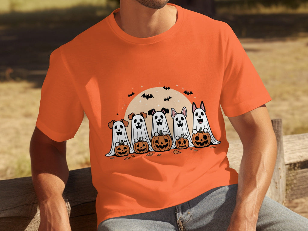 Spooky Dog Ghosts With Pumpkins Halloween Cute Season T-Shirts
