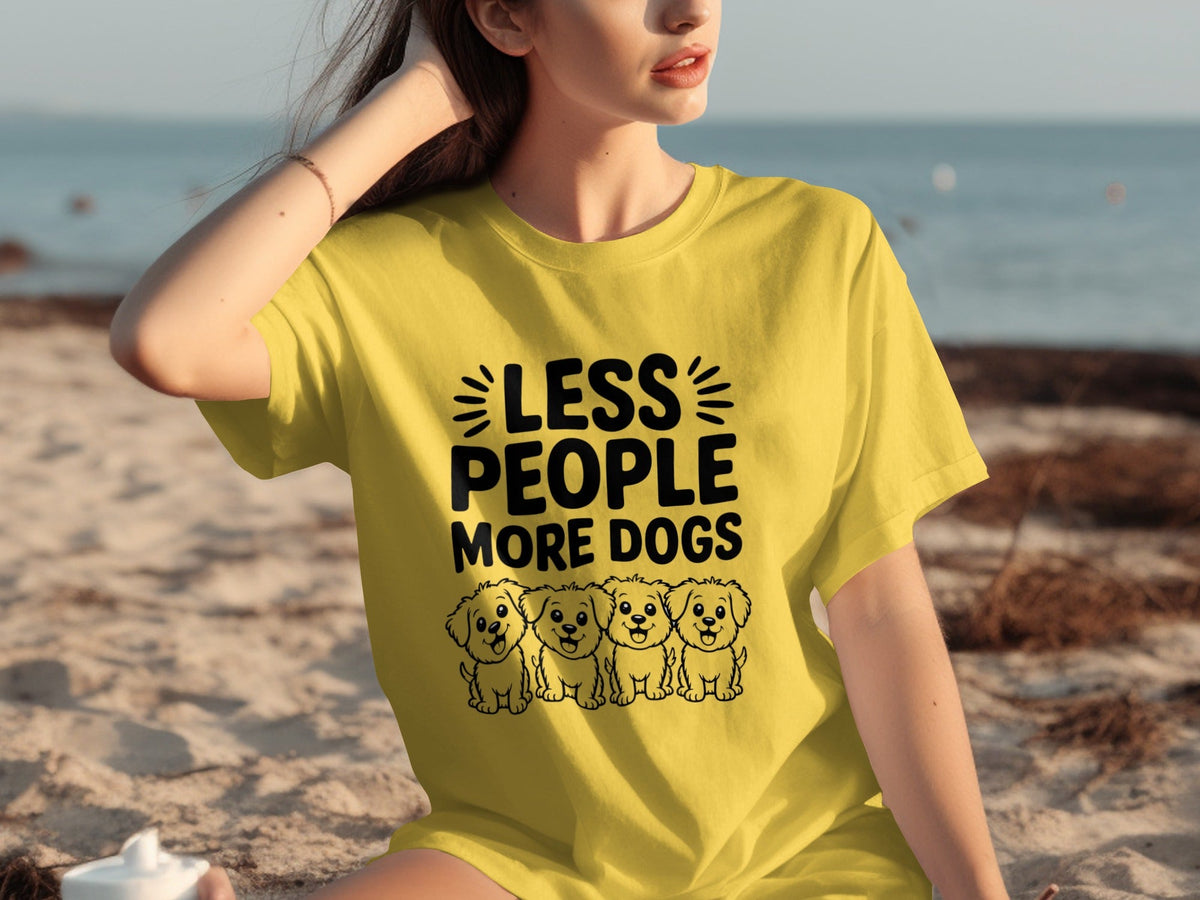 Less People More Dogs with Cute Dog Pets Art T-Shirts