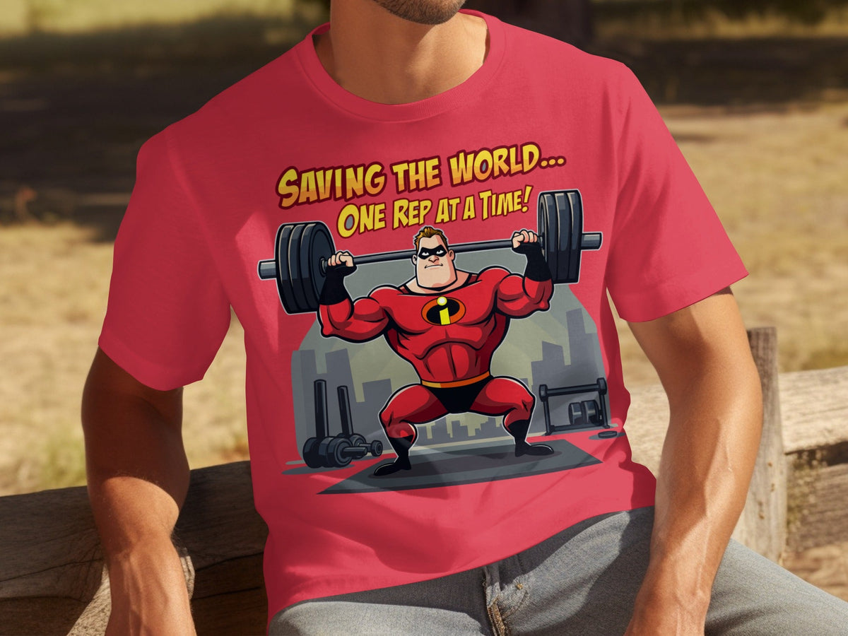 Saving the World One Rep at a Time Heroic Gym T-Shirts