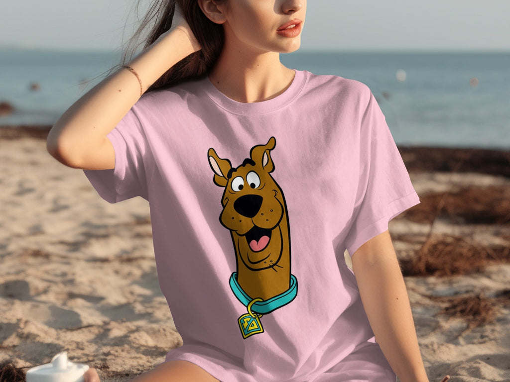 Scooby Doo Headshot Featuring His Tag Cartoon T-Shirts