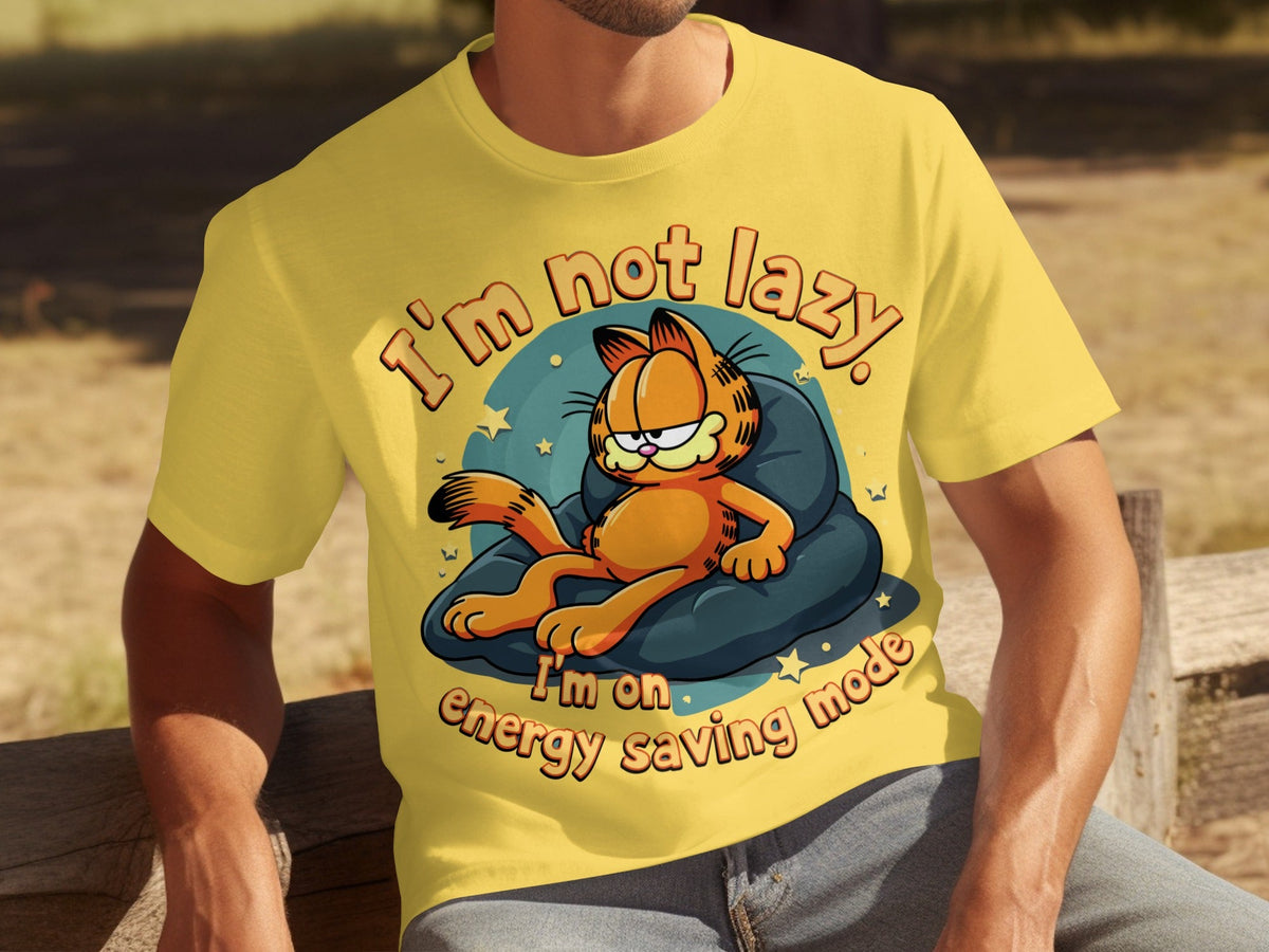 Lazy Garfield on Energy Saving Mode Funny Graphic T-Shirts