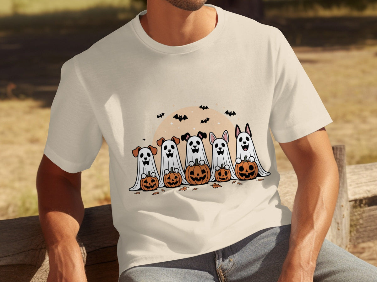 Spooky Dog Ghosts With Pumpkins Halloween Cute Season T-Shirts
