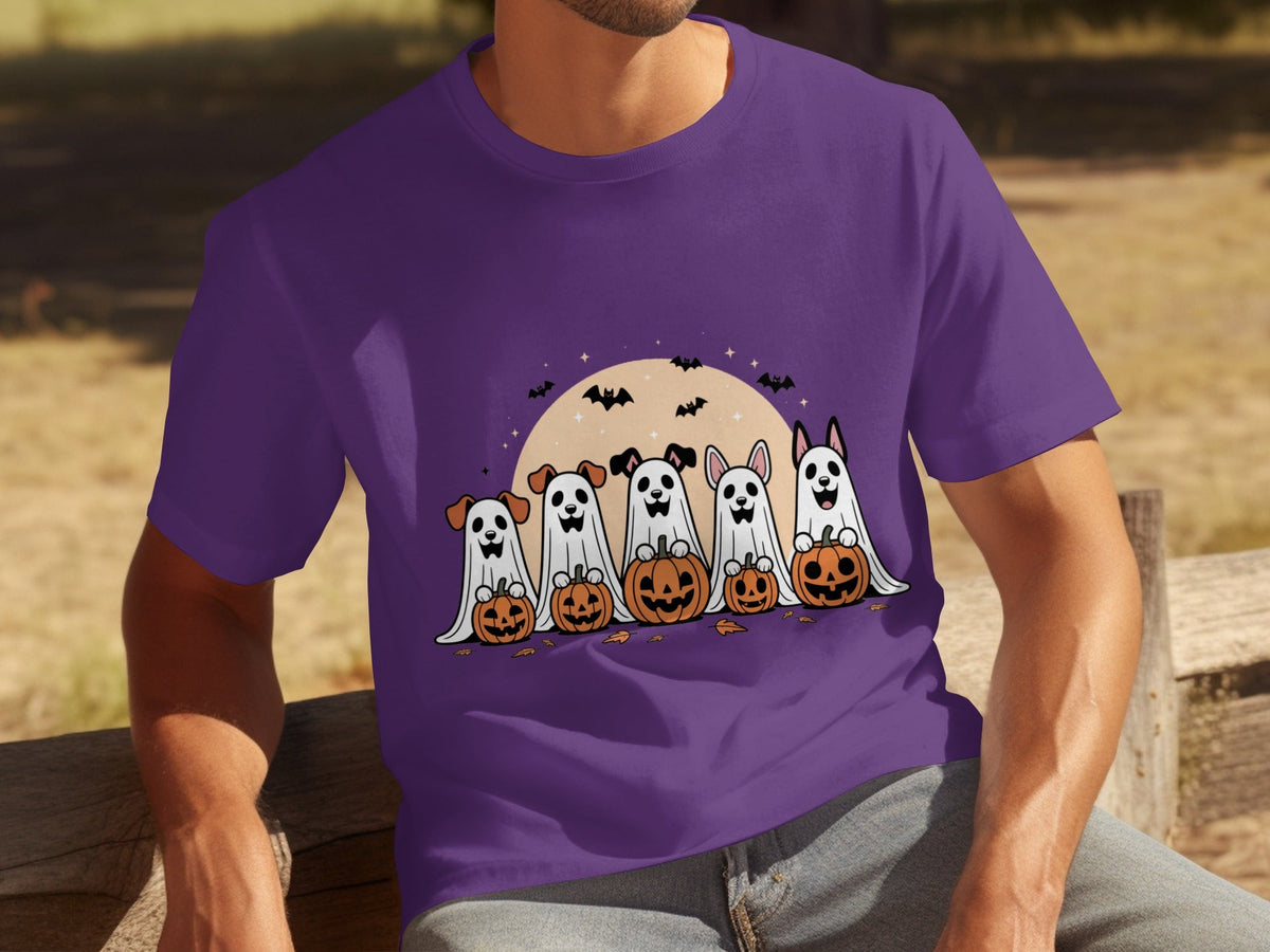 Spooky Dog Ghosts With Pumpkins Halloween Cute Season T-Shirts