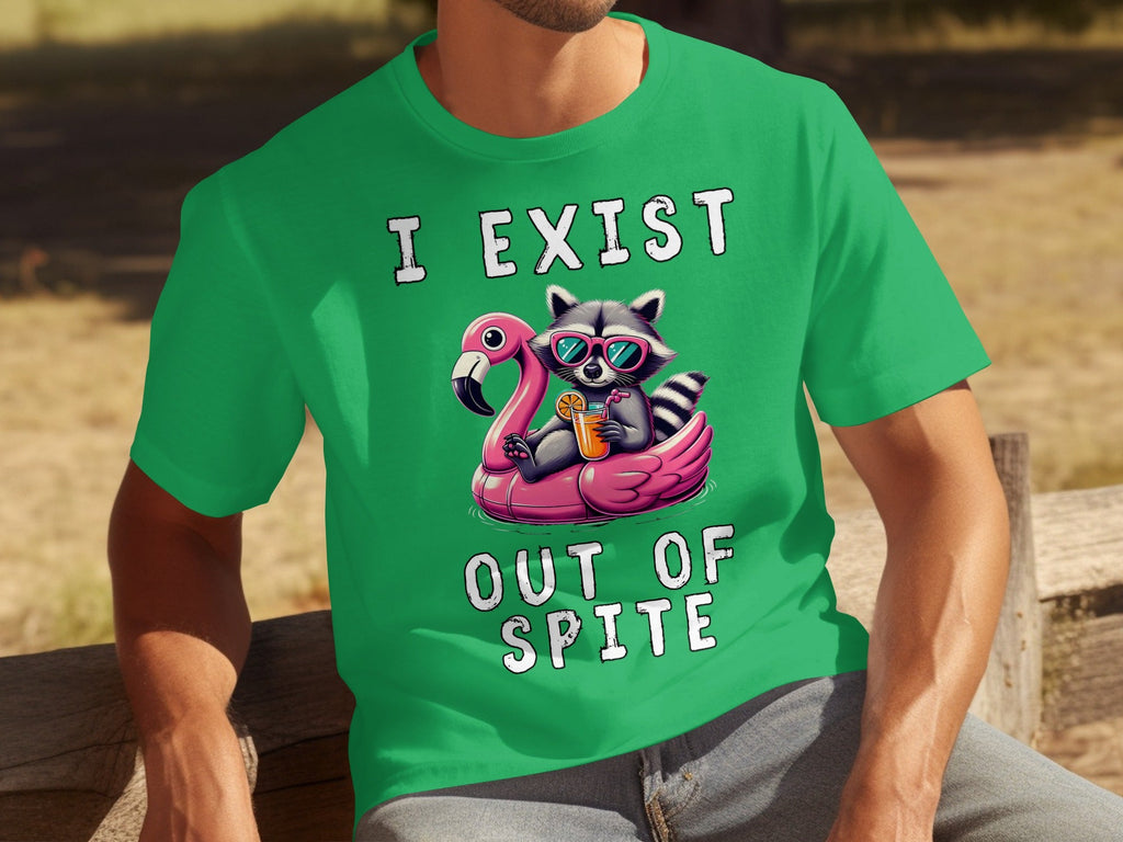 Funny Raccoon Flamingo Float I Exist Out Of Spite T-Shirts