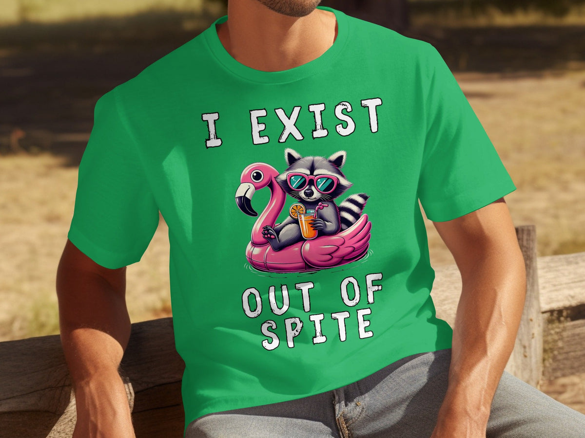 Funny Raccoon Flamingo Float I Exist Out Of Spite T-Shirts