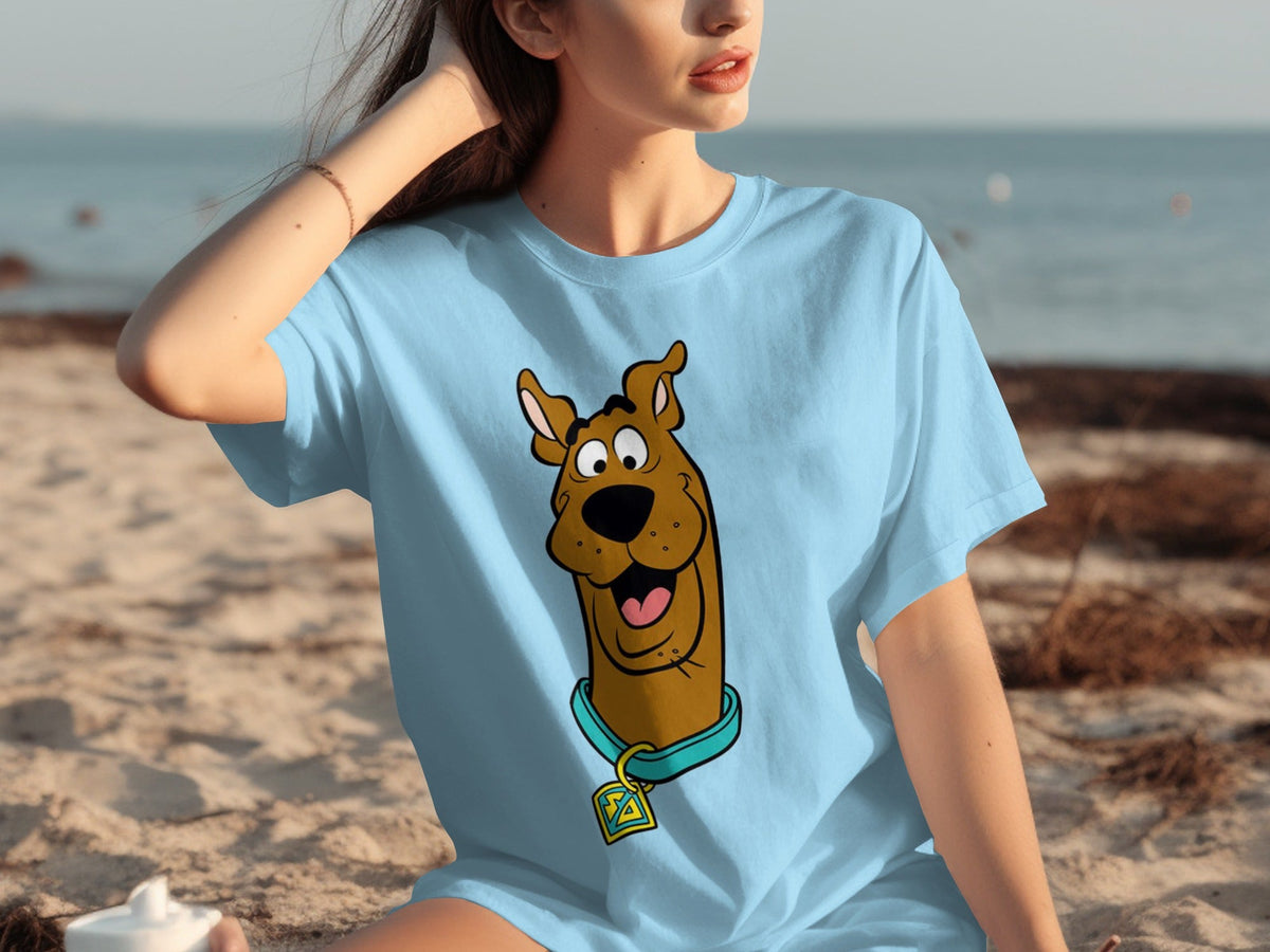 Scooby Doo Headshot Featuring His Tag Cartoon T-Shirts