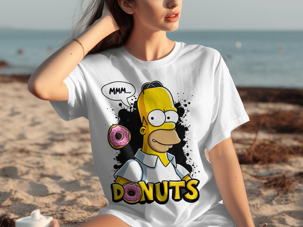 Homer Simpson MMM Donuts Design for Cartoon Lovers T-Shirts