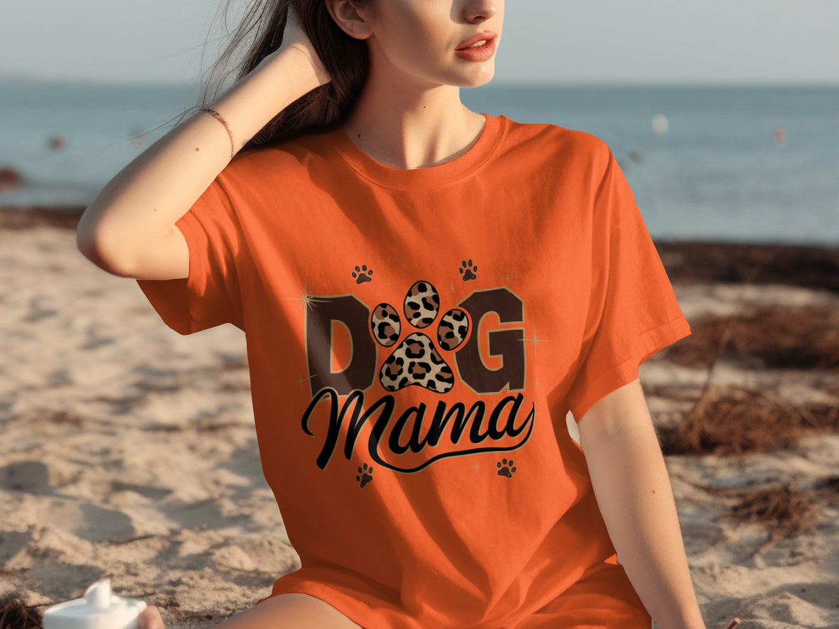 Cute Leopard Paw Print Dog Mama Graphic Design T-Shirts