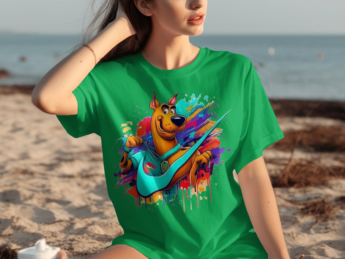 Scooby Doo With Nike Logo Trendy Colorful Splash T-Shirts