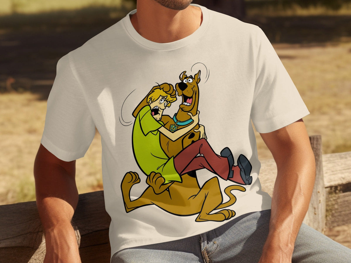 Shaggy Riding Scooby Doo Scared Cartoon Character T-Shirts