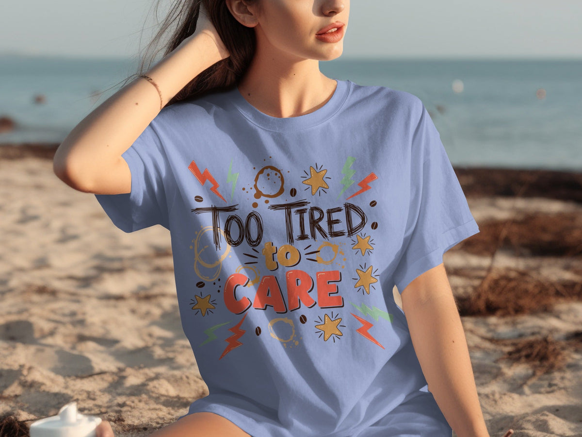 Too Tired to Care With Coffee Elements Design T-Shirts product image 12