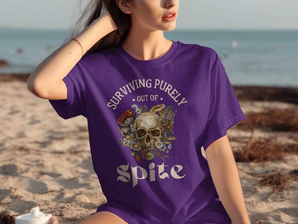 Surviving Purely Out of Spite Floral Skull T-Shirts product image 25