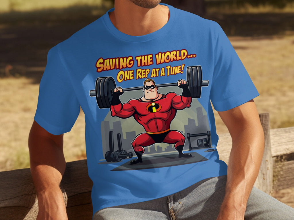 Saving the World One Rep at a Time Heroic Gym T-Shirts