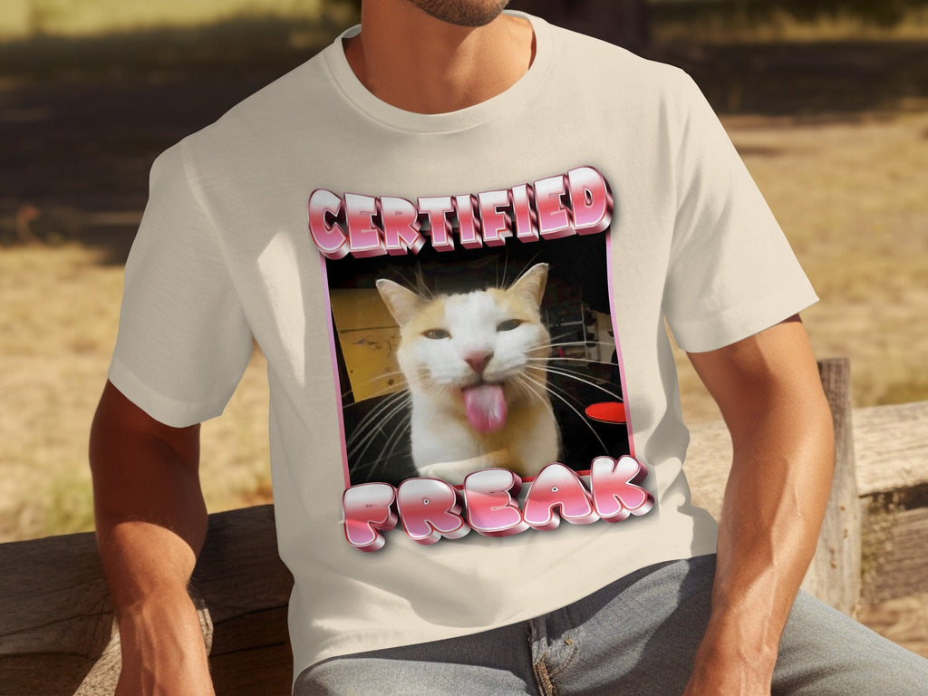 Certified Freak Hilarious Cat With Tongue Out T-Shirts