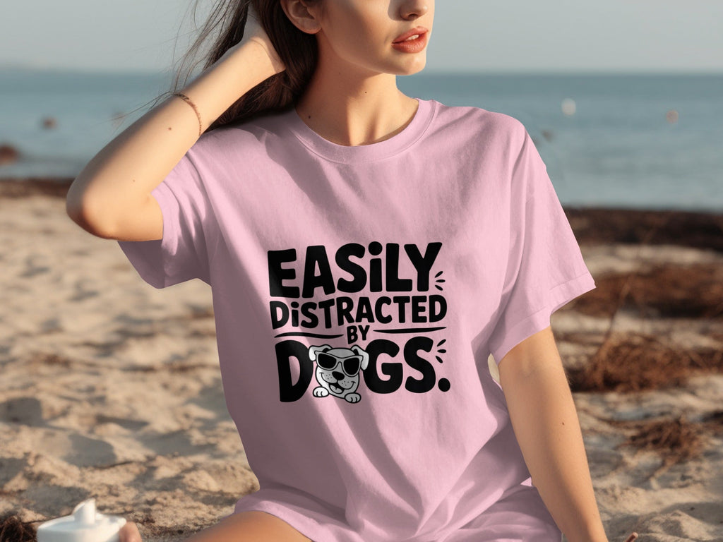 Easily Distracted By Dogs Cute Puppy Illustration T-Shirts product image 12