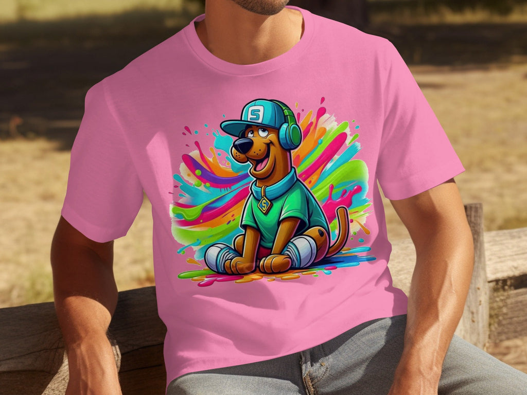 Scooby Doo with Headphones and Cap Colorful Art T-Shirts