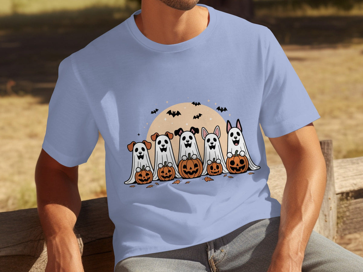 Spooky Dog Ghosts With Pumpkins Halloween Cute Season T-Shirts