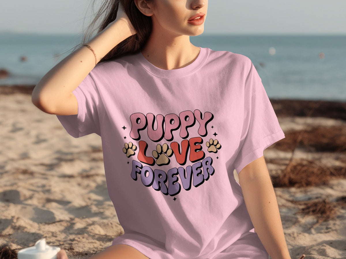Puppy Love Forever Retro Style Graphic Design T-Shirts