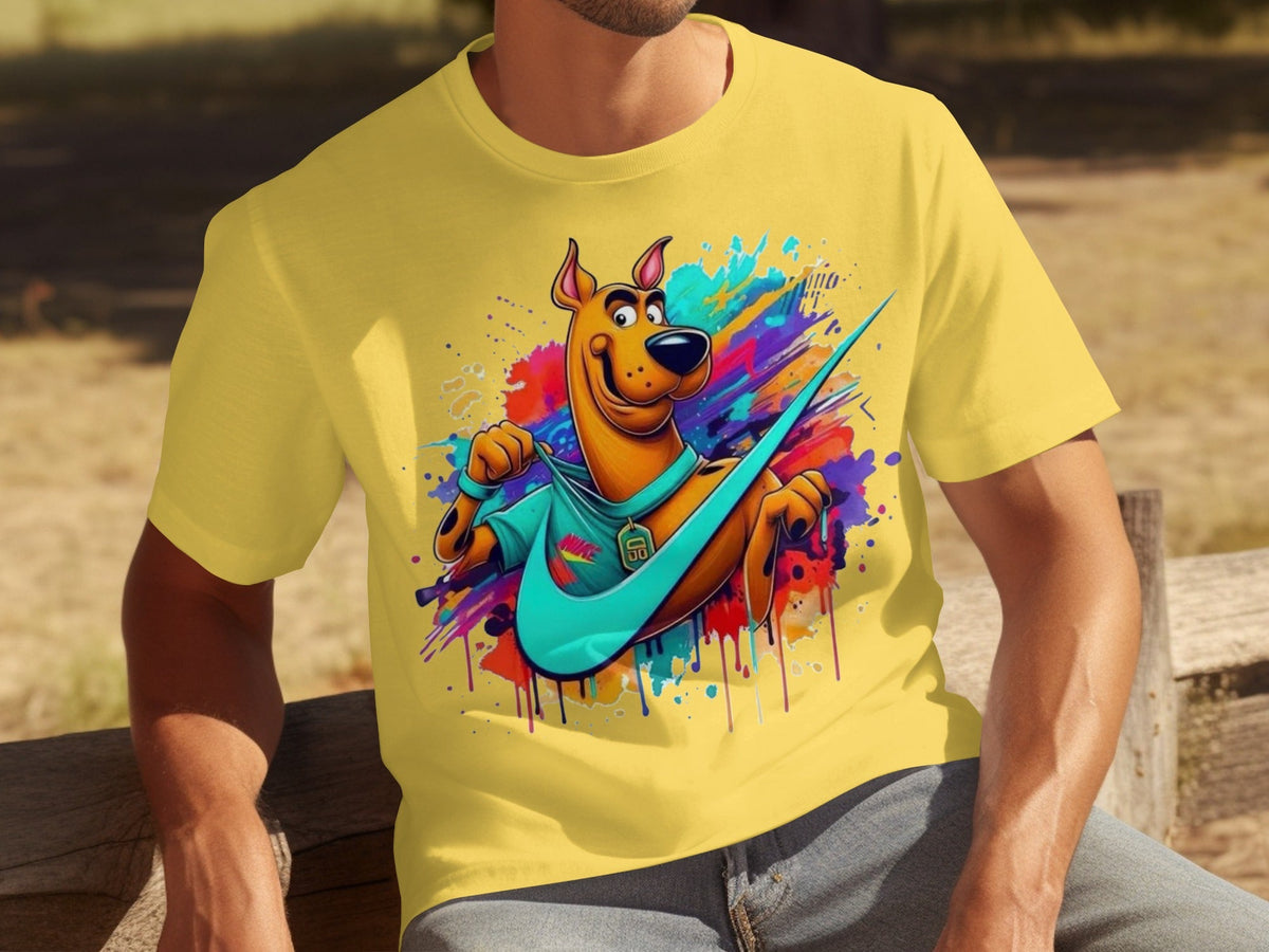 Scooby Doo With Nike Logo Trendy Colorful Splash T-Shirts