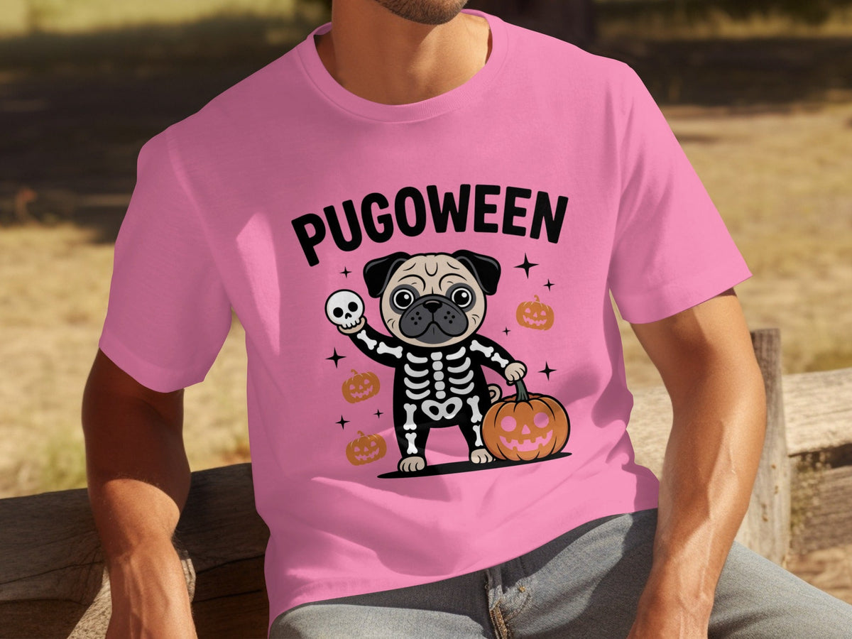 Pugoween Halloween Pug Dog Skeleton Costume T-Shirts