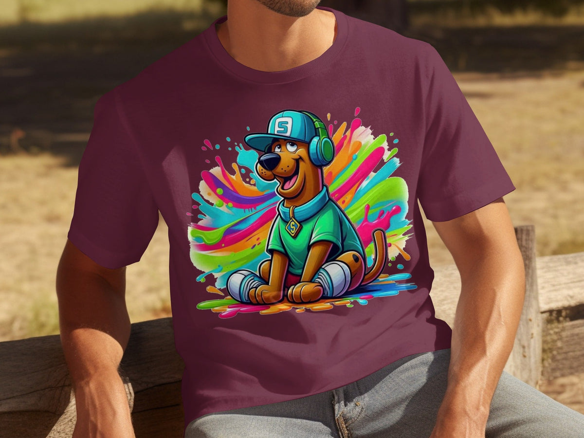Scooby Doo with Headphones and Cap Colorful Art T-Shirts