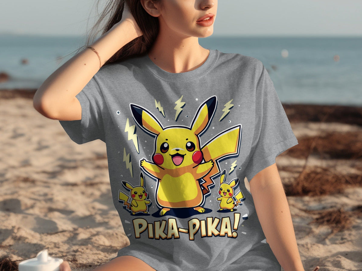 Pika Pika Pikachu With Electrical Arcs Design T-Shirts