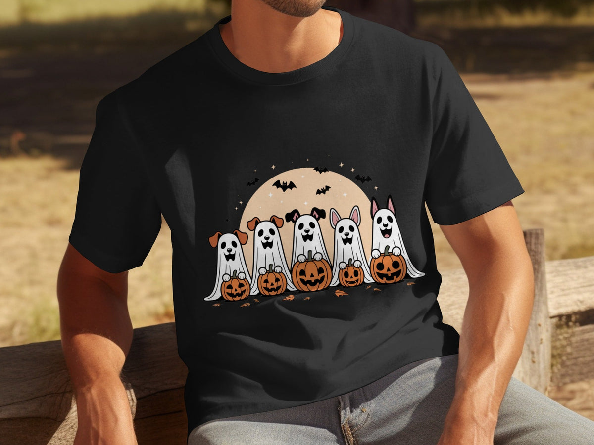 Spooky Dog Ghosts With Pumpkins Halloween Cute Season T-Shirts