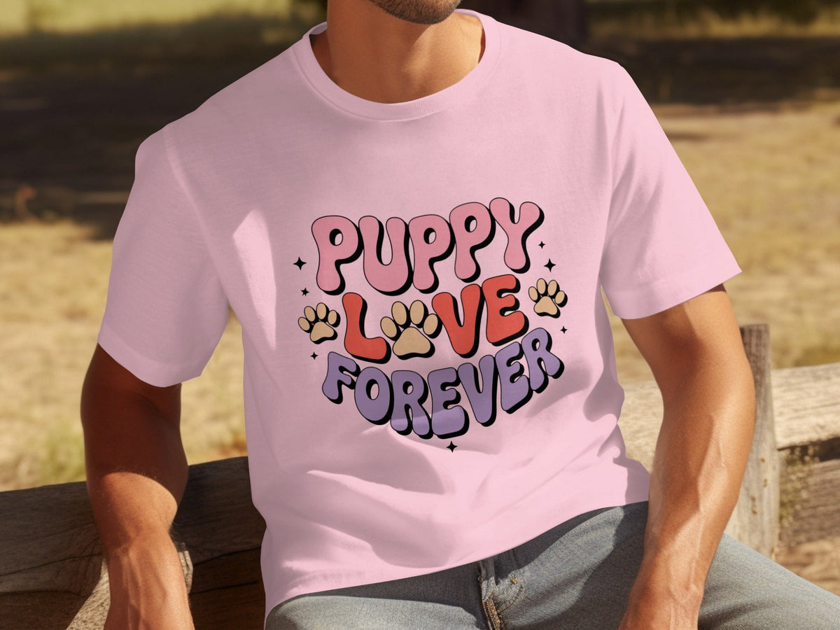 Puppy Love Forever Retro Style Graphic Design T-Shirts