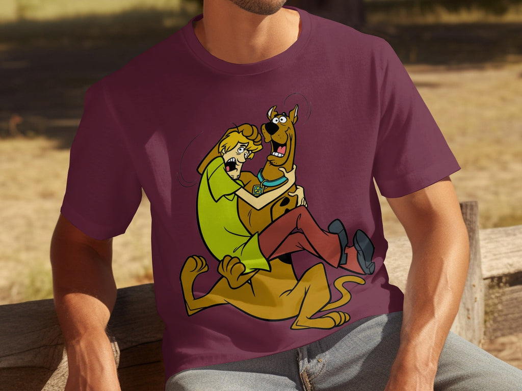 Shaggy Riding Scooby Doo Scared Cartoon Character T-Shirts