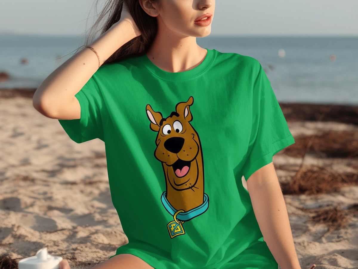 Scooby Doo Headshot Featuring His Tag Cartoon T-Shirts