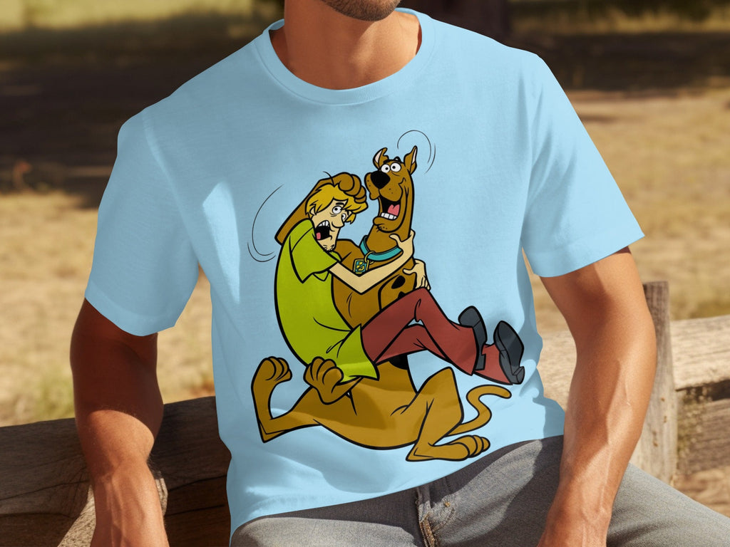 Shaggy Riding Scooby Doo Scared Cartoon Character T-Shirts