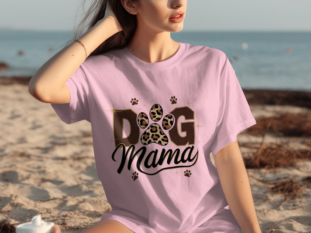 Cute Leopard Paw Print Dog Mama Graphic Design T-Shirts