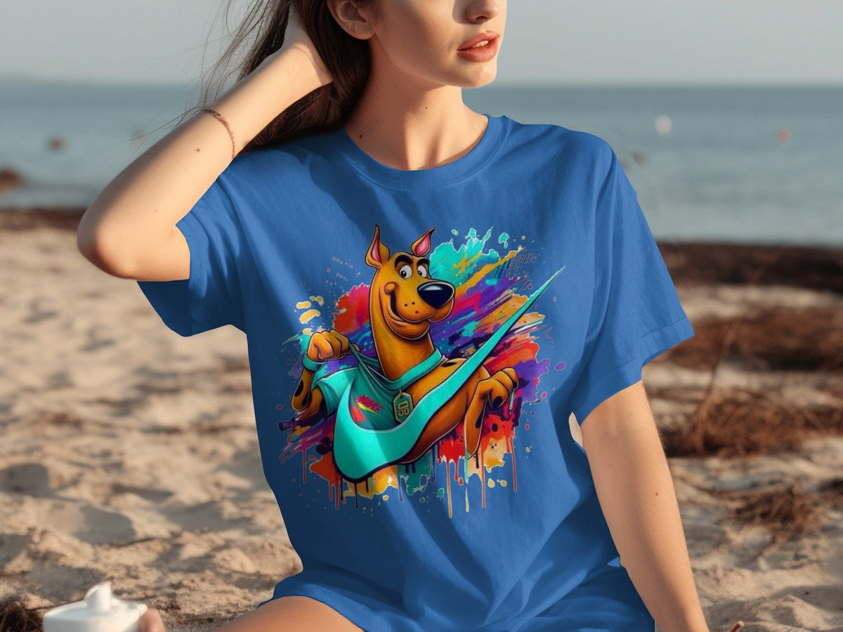 Scooby Doo With Nike Logo Trendy Colorful Splash T-Shirts