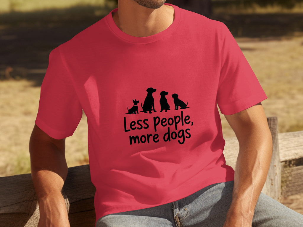 Less People More Dogs Silhouette Image Funny Pet T-Shirts