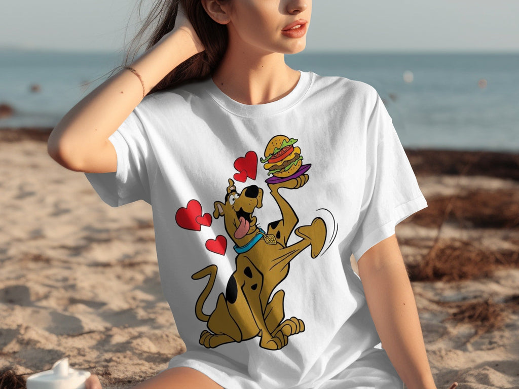 Scooby Doo Craves a Burger with Hearts Around Him T-Shirts