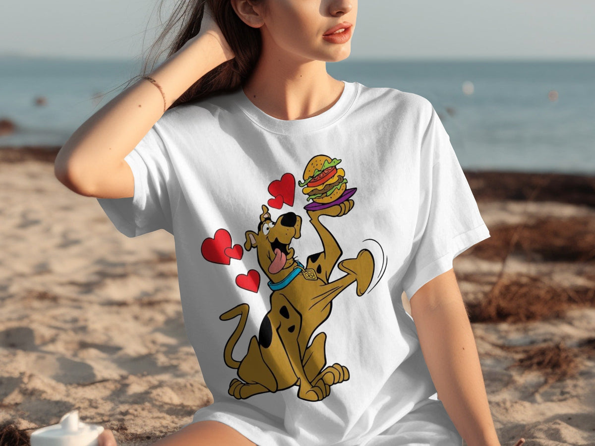 Scooby Doo Craves a Burger with Hearts Around Him T-Shirts