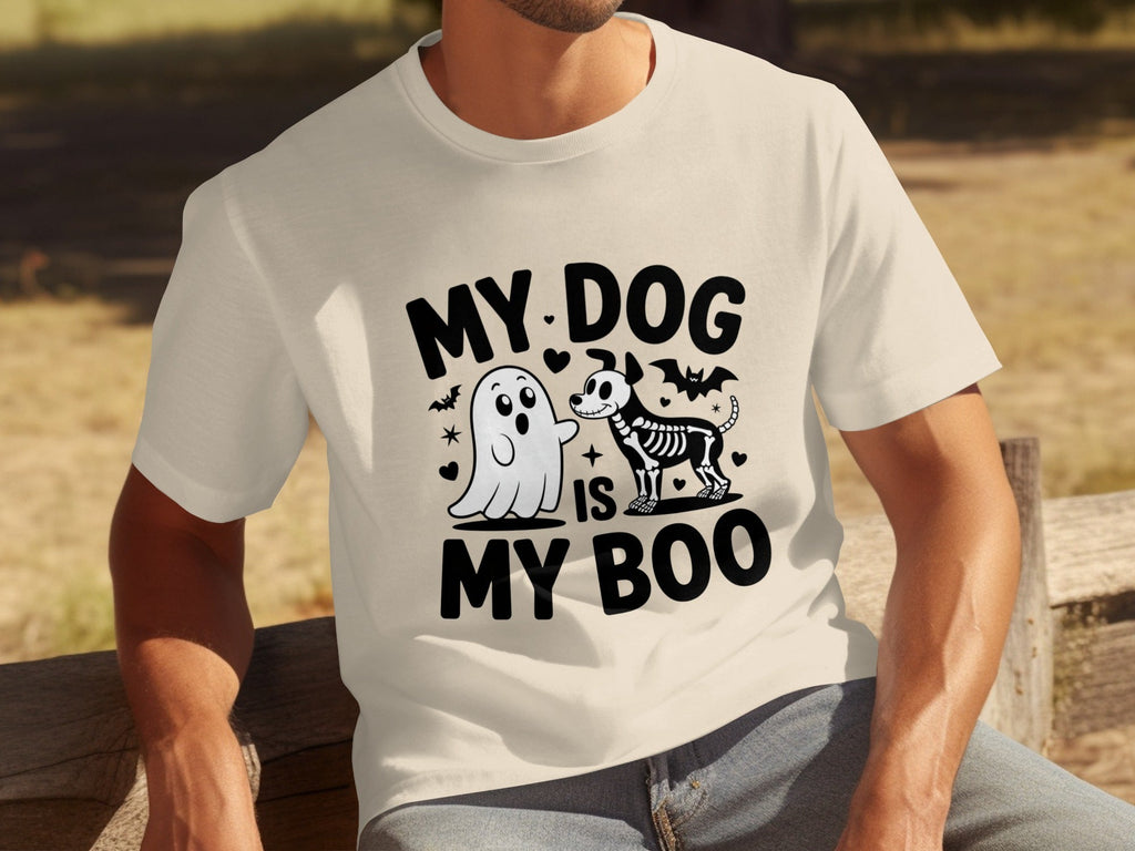 My Dog IS My Boo Halloween Ghost Dog Skeleton Art T-Shirts