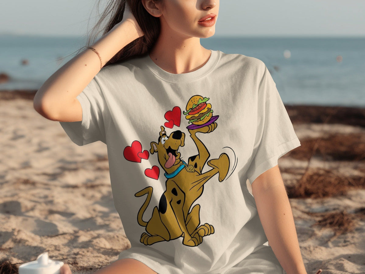 Scooby Doo Craves a Burger with Hearts Around Him T-Shirts