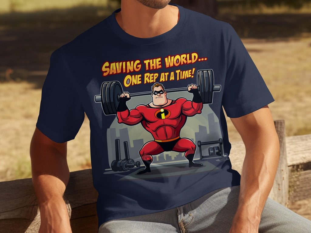 Saving the World One Rep at a Time Heroic Gym T-Shirts