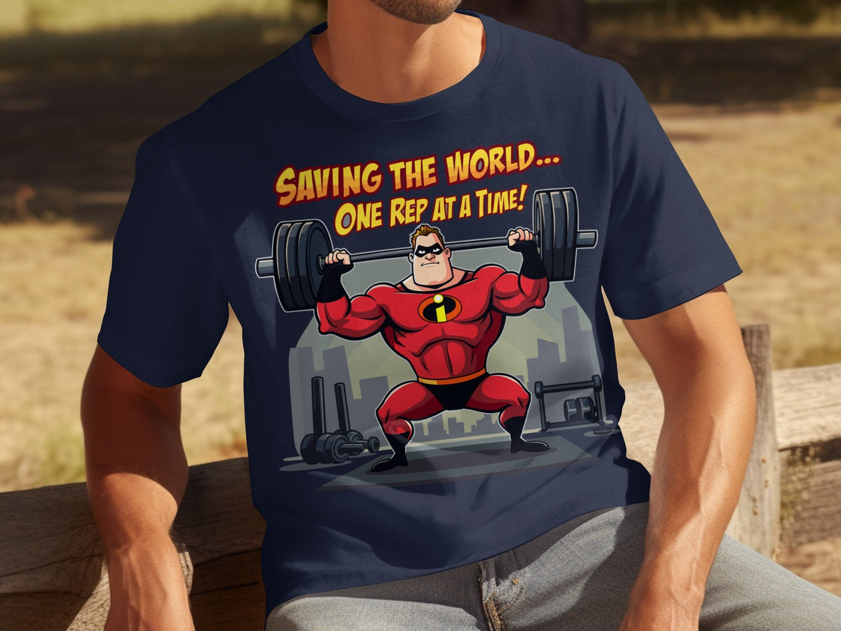 Saving the World One Rep at a Time Heroic Gym T-Shirts