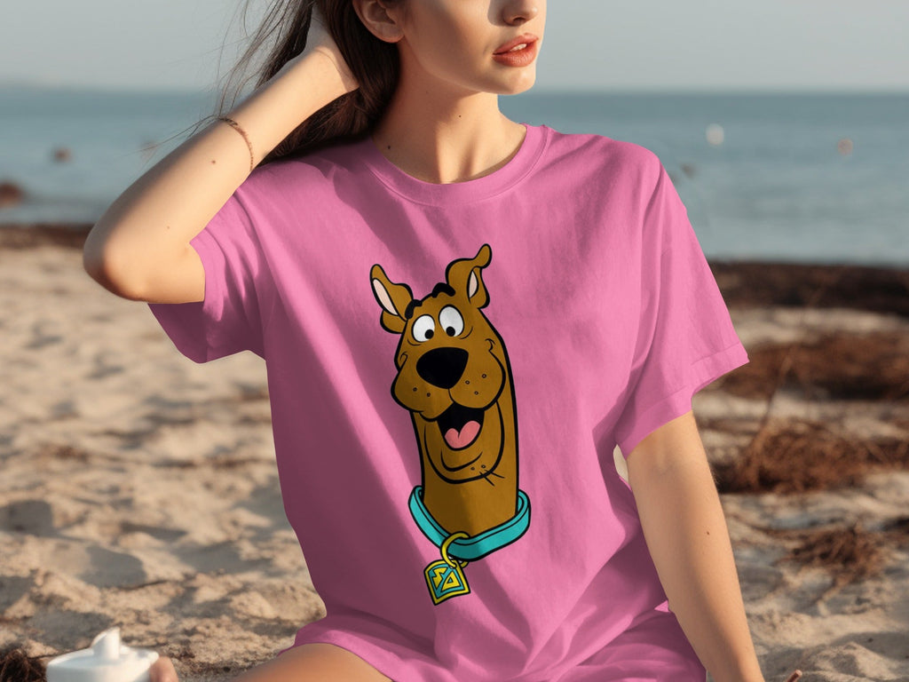Scooby Doo Headshot Featuring His Tag Cartoon T-Shirts