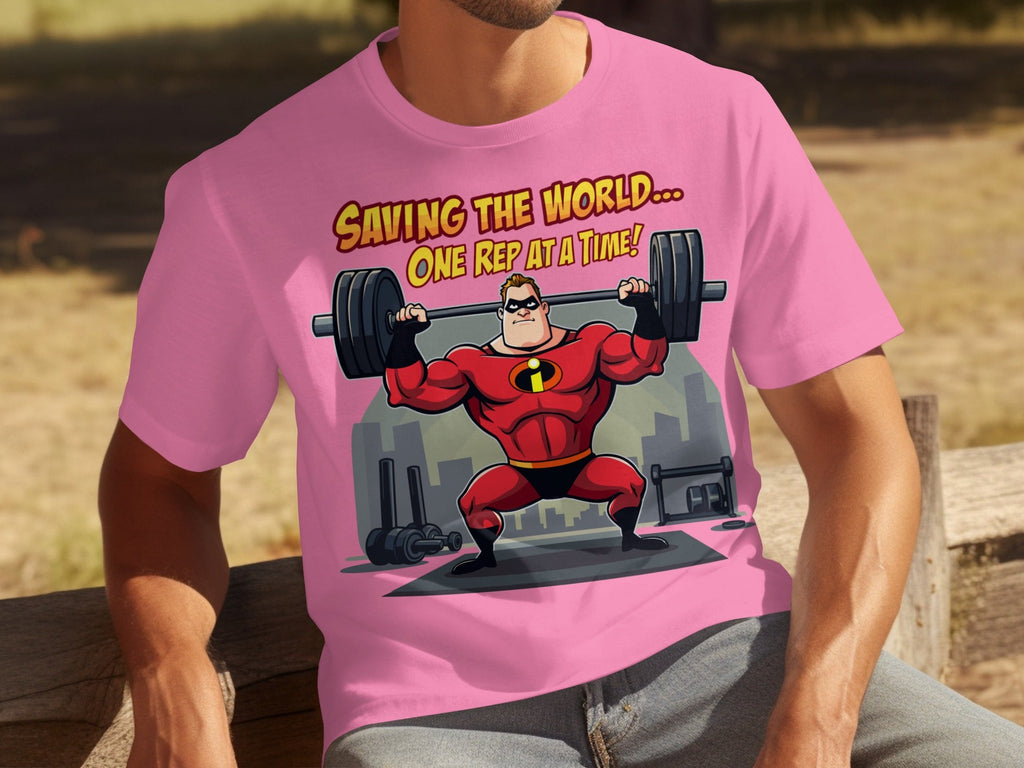 Saving the World One Rep at a Time Heroic Gym T-Shirts