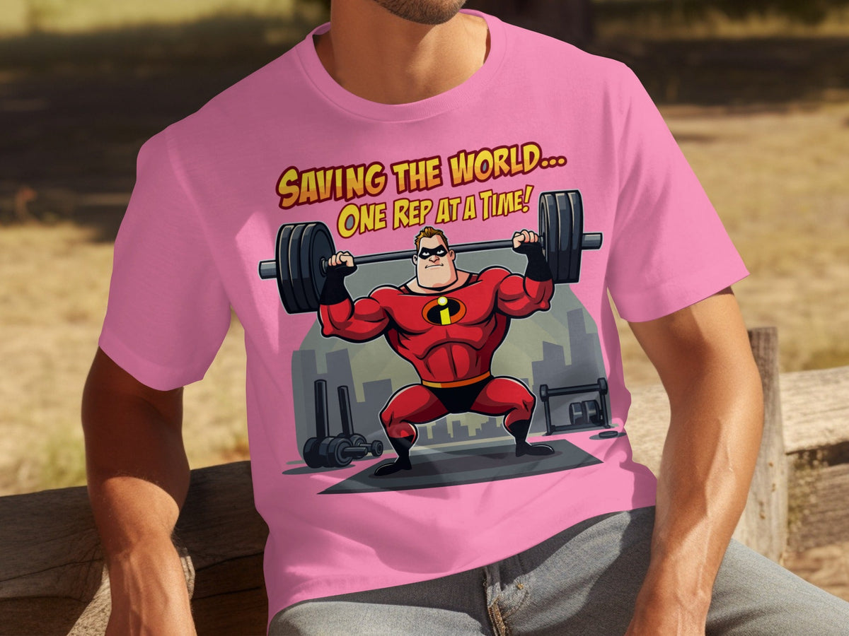 Saving the World One Rep at a Time Heroic Gym T-Shirts