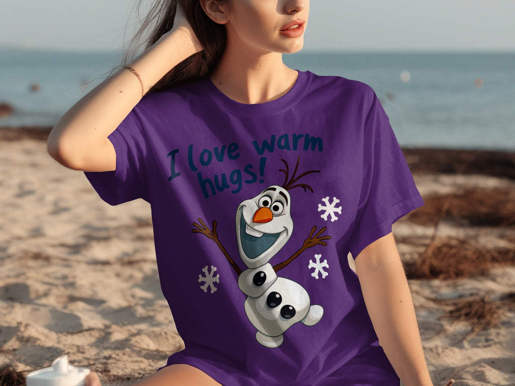 I Love Warm Hugs! Olaf the Snowman Cartoon T-Shirts